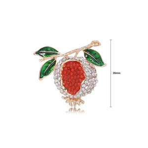 Fashion Sweet Plated Gold Pomegranate Brooch with Cubic Zirconia