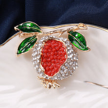 Load image into Gallery viewer, Fashion Sweet Plated Gold Pomegranate Brooch with Cubic Zirconia