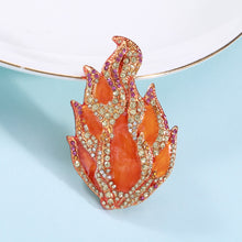 Load image into Gallery viewer, Simple Fashion Plated Gold Enamel Orange Dragon Fruit Brooch with Cubic Zirconia