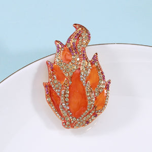 Simple Fashion Plated Gold Enamel Orange Dragon Fruit Brooch with Cubic Zirconia