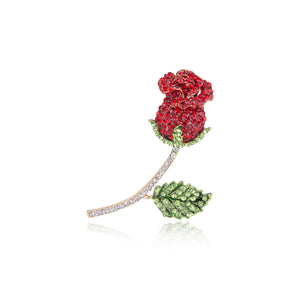 Romantic Brilliant Plated Gold Rose Brooch with Cubic Zirconia