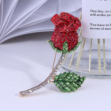 Load image into Gallery viewer, Romantic Brilliant Plated Gold Rose Brooch with Cubic Zirconia