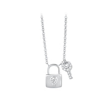 Load image into Gallery viewer, 925 Sterling Silver Simple Personality Lock Key Pendant with Cubic Zirconia and Necklace