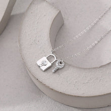 Load image into Gallery viewer, 925 Sterling Silver Simple Personality Lock Key Pendant with Cubic Zirconia and Necklace