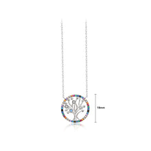 Load image into Gallery viewer, 925 Sterling Silver Fashion Simple Tree Of Life Geometric Circle Pendant with Cubic Zirconia and Necklace