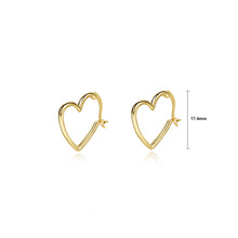 Load image into Gallery viewer, 925 Sterling Silver Plated Gold Simple Fashion Hollow Heart Stud Earrings