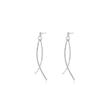 Load image into Gallery viewer, 925 Sterling Silver Fashion Simple Line Cross Long Earrings