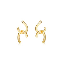 Load image into Gallery viewer, 925 Sterling Silver Plated Gold Simple Fashion Cross Double C-shape Geometric Earrings