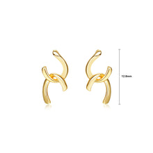Load image into Gallery viewer, 925 Sterling Silver Plated Gold Simple Fashion Cross Double C-shape Geometric Earrings