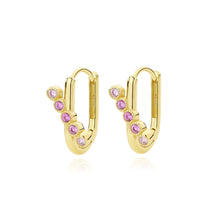 Load image into Gallery viewer, 925 Sterling Silver Plated Gold Fashion Simple Crossover U-shape Earrings with Cubic Zirconia