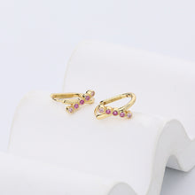 Load image into Gallery viewer, 925 Sterling Silver Plated Gold Fashion Simple Crossover U-shape Earrings with Cubic Zirconia