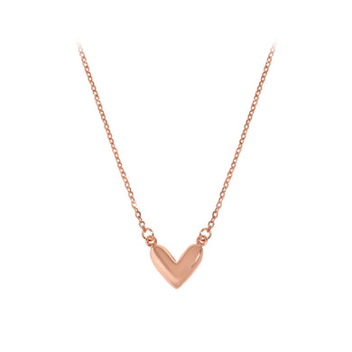 925 Sterling Silver Plated Rose Gold Simple Fashion Heart Pendant with Necklace