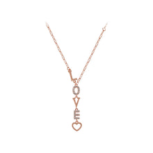 Load image into Gallery viewer, 925 Sterling Silver Plated Rose Gold Fashion Temperament LOVE Pendant with Cubic Zirconia and Necklace