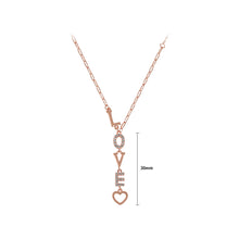 Load image into Gallery viewer, 925 Sterling Silver Plated Rose Gold Fashion Temperament LOVE Pendant with Cubic Zirconia and Necklace