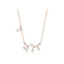 Load image into Gallery viewer, 925 Sterling Silver Plated Rose Gold Fashion Simple Twelve Constellation Sagittarius Pendant with Cubic Zirconia and Necklace