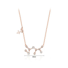 Load image into Gallery viewer, 925 Sterling Silver Plated Rose Gold Fashion Simple Twelve Constellation Sagittarius Pendant with Cubic Zirconia and Necklace