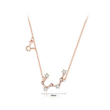 Load image into Gallery viewer, 925 Sterling Silver Plated Rose Gold Fashion Simple Twelve Constellation Taurus Pendant with Cubic Zirconia and Necklace