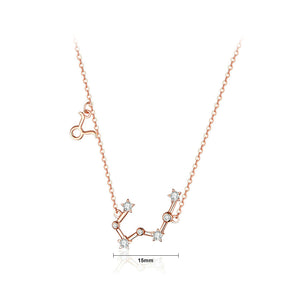 925 Sterling Silver Plated Rose Gold Fashion Simple Twelve Constellation Taurus Pendant with Cubic Zirconia and Necklace