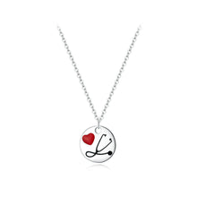 Load image into Gallery viewer, 925 Sterling Silver Fashion Simple Love Stethoscope Geometric Round Pendant with Necklace