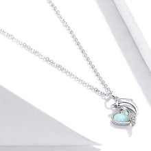 Load image into Gallery viewer, 925 Sterling Silver Fashion Cute Dolphin Heart Pendant with Cubic Zirconia and Necklace