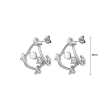 Load image into Gallery viewer, Simple Personality Hollow Irregular Geometric Stud Earrings with Imitation Pearls