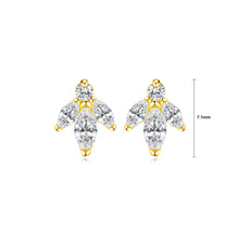 Load image into Gallery viewer, 925 Sterling Silver Plated Gold Simple Cute Leaf Stud Earrings with Cubic Zirconia