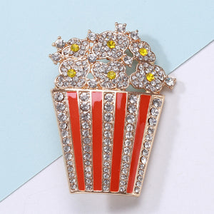 Fashion Creative Plated Gold Popcorn Brooch with Cubic Zirconia