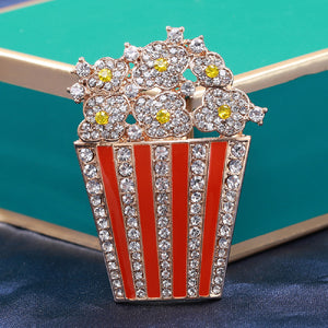 Fashion Creative Plated Gold Popcorn Brooch with Cubic Zirconia