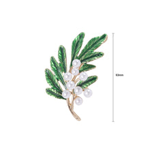 Load image into Gallery viewer, Simple Fashion Plated Gold Enamel Green Leaf Brooch with Imitation Pearls