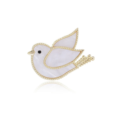 Simple and Lovely Plated Gold Dove Shell Brooch