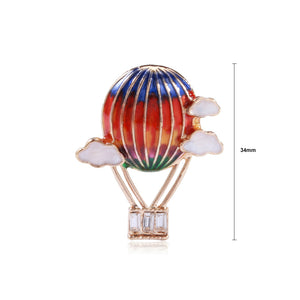 Fashion Creative Plated Gold Enamel Colorful Hot Air Balloon Brooch with Cubic Zirconia