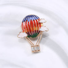 Load image into Gallery viewer, Fashion Creative Plated Gold Enamel Colorful Hot Air Balloon Brooch with Cubic Zirconia