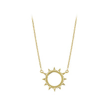 Load image into Gallery viewer, 925 Sterling Silver Plated Gold Fashion Simple Hollow Sun Pendant with Necklace