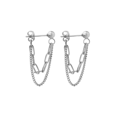 Fashion Simple 316L Stainless Steel Chain Double Layer Earrings
