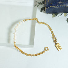 Load image into Gallery viewer, Fashion Elegant Plated Gold 316L Stainless Steel Irregular Imitation Pearl Beaded Chain Bracelet