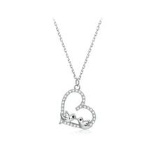 Load image into Gallery viewer, 925 Sterling Silver Fashion Temperament Bird Hollow Heart Pendant with Cubic Zirconia and Necklace