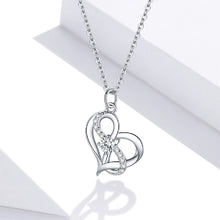 Load image into Gallery viewer, 925 Sterling Silver Fashion Simple Infinity Symbol Heart Pendant with Cubic Zirconia and Necklace