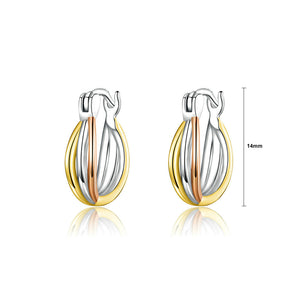925 Sterling Silver Fashion Personality Tricolor Multilayer Geometric Circle Earrings