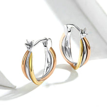 Load image into Gallery viewer, 925 Sterling Silver Fashion Personality Tricolor Multilayer Geometric Circle Earrings