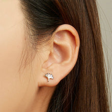 Load image into Gallery viewer, 925 Sterling Silver Simple Fashion Ginkgo Leaf Stud Earrings with Cubic Zirconia