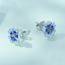 Load image into Gallery viewer, 925 Sterling Silver Fashion Simple Enamel Blue Flower Stud Earrings