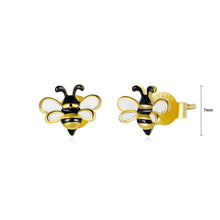 Load image into Gallery viewer, 925 Sterling Silver Plated Gold Simple Cute Bee Stud Earrings