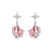 Load image into Gallery viewer, 925 Sterling Silver Fashion Simple Star Heart Earrings with Red Cubic Zirconia