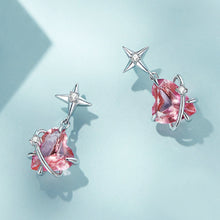 Load image into Gallery viewer, 925 Sterling Silver Fashion Simple Star Heart Earrings with Red Cubic Zirconia