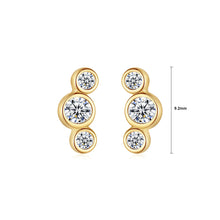 Load image into Gallery viewer, 925 Sterling Silver Plated Gold Fashion Simple Geometric Round Stud Earrings with Cubic Zirconia