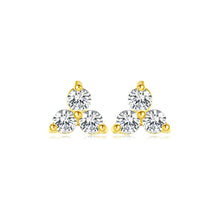 Load image into Gallery viewer, 925 Sterling Silver Plated Gold Simple Delicate Triangle Stud Earrings with Cubic Zirconia