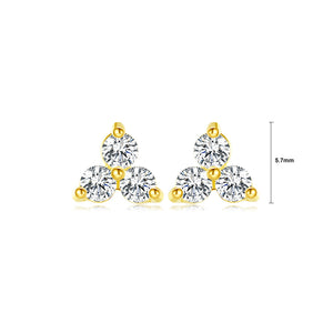 925 Sterling Silver Plated Gold Simple Delicate Triangle Stud Earrings with Cubic Zirconia