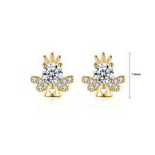 Load image into Gallery viewer, 925 Sterling Silver Plated Gold Simple Cute Angel Stud Earrings with Cubic Zirconia