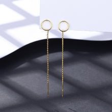 Load image into Gallery viewer, 925 Sterling Silver Plated Gold Simple Fashion Geometric Circle Tassel Earrings