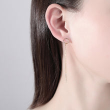Load image into Gallery viewer, 925 Sterling Silver Plated Gold Simple Fashion Geometric Circle Tassel Earrings